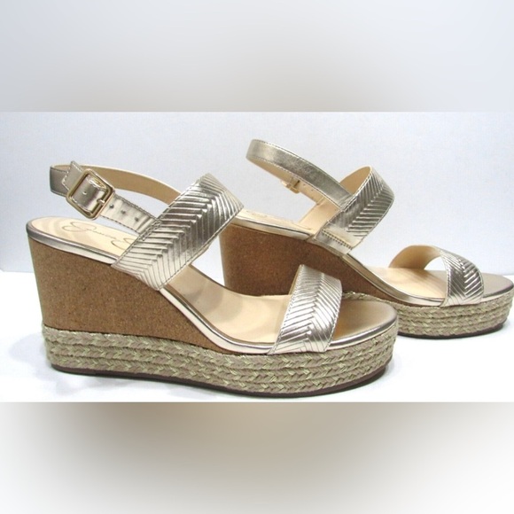 Jessica Simpson Morina Wedge Sandals Pale Gold Sz 9.5 - Picture 1 of 10